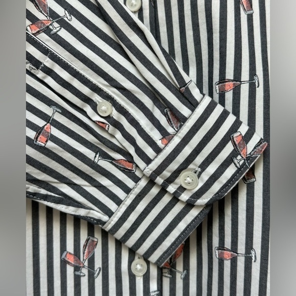 Champagne Flute Striped Button Down Quinn Boy Fit Wedding Shower Celebration - Picture 12 of 13
